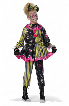 Sinister Skull Clown Girl Child Costume