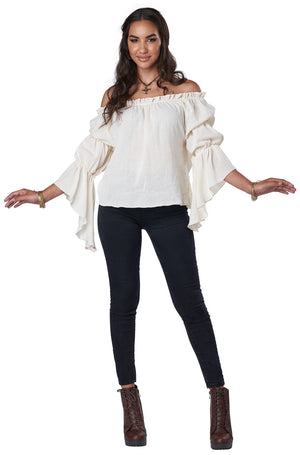 Renaissance Peasant Blouse Adult Costume (Beige)