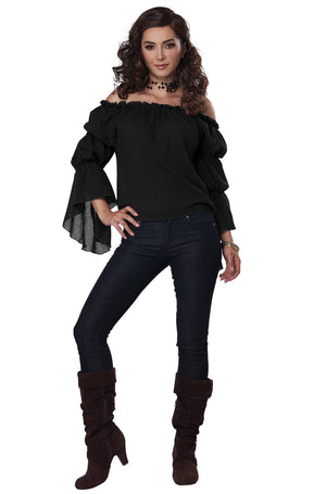 Renaissance Peasant Blouse Adult Costume (Black)