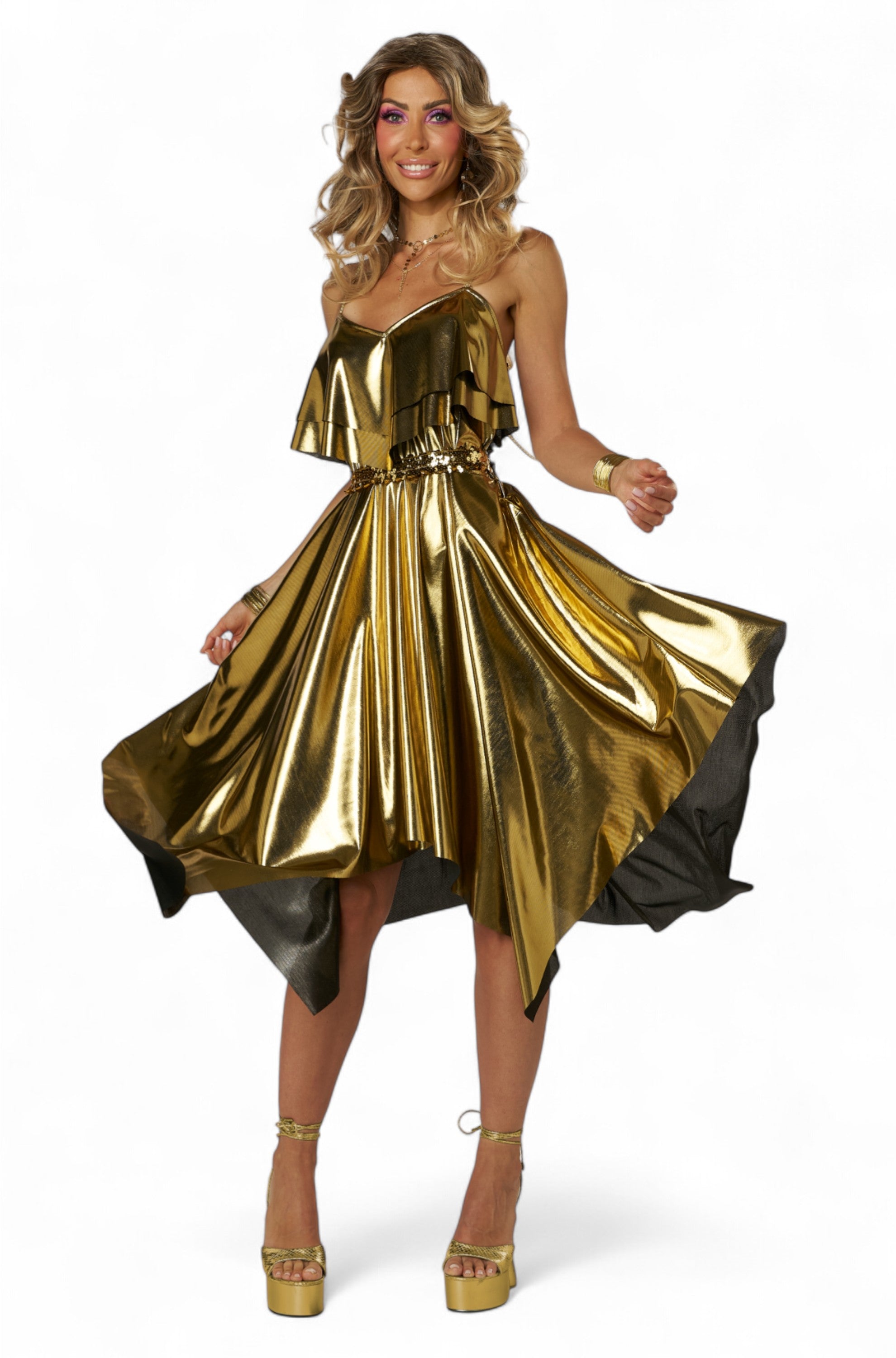 70's Gold Disco Dress Adult Costume X-Large 70's Gold Disco Dress Adult Costume X-Large