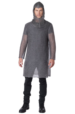Metallic Knit Chainmail Tunic and Cowl Adult Costume