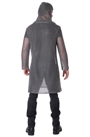 Metallic Knit Chainmail Tunic and Cowl Adult Costume