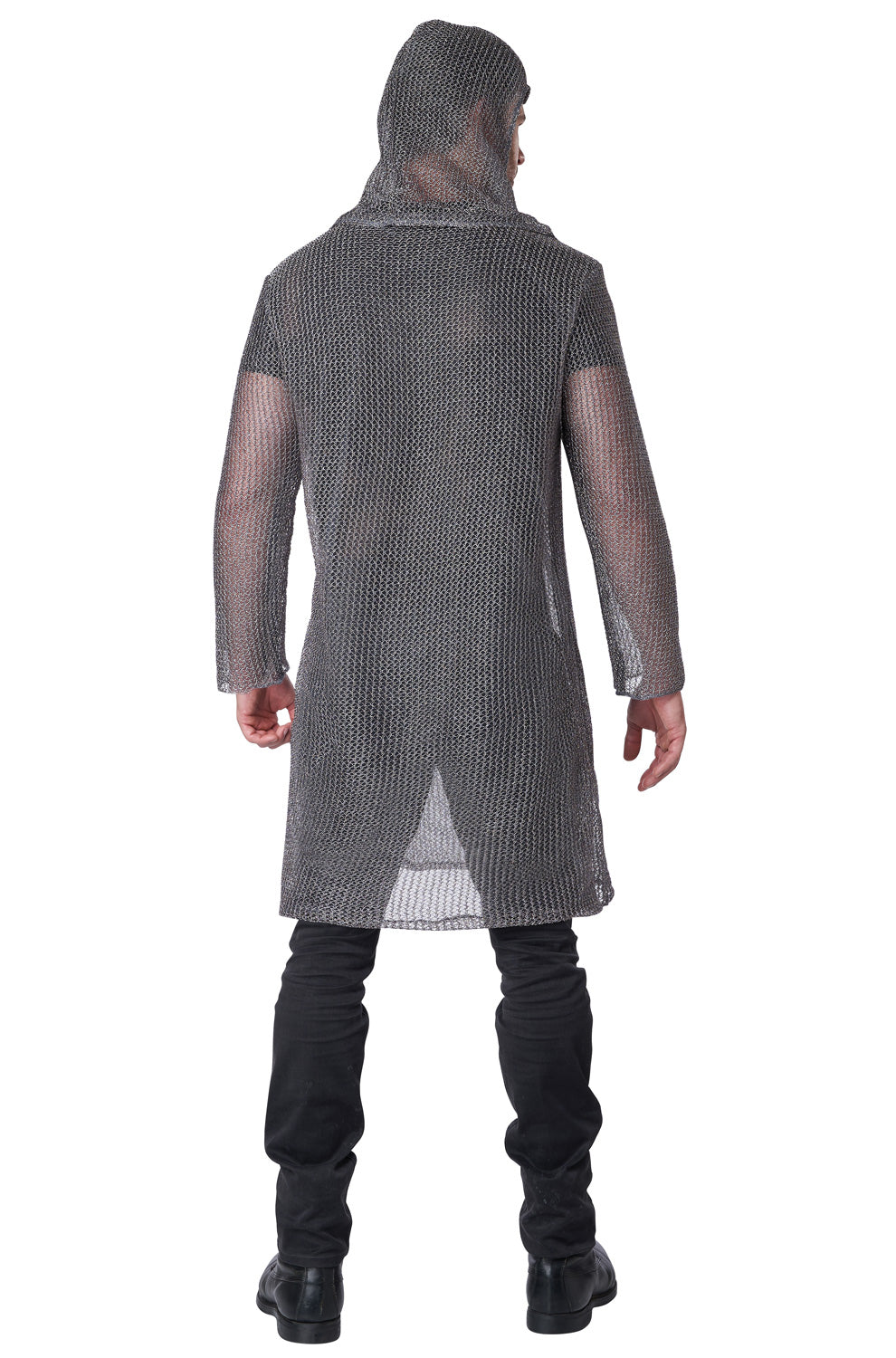 Metallic Knit Chainmail Tunic and Cowl Adult Costume