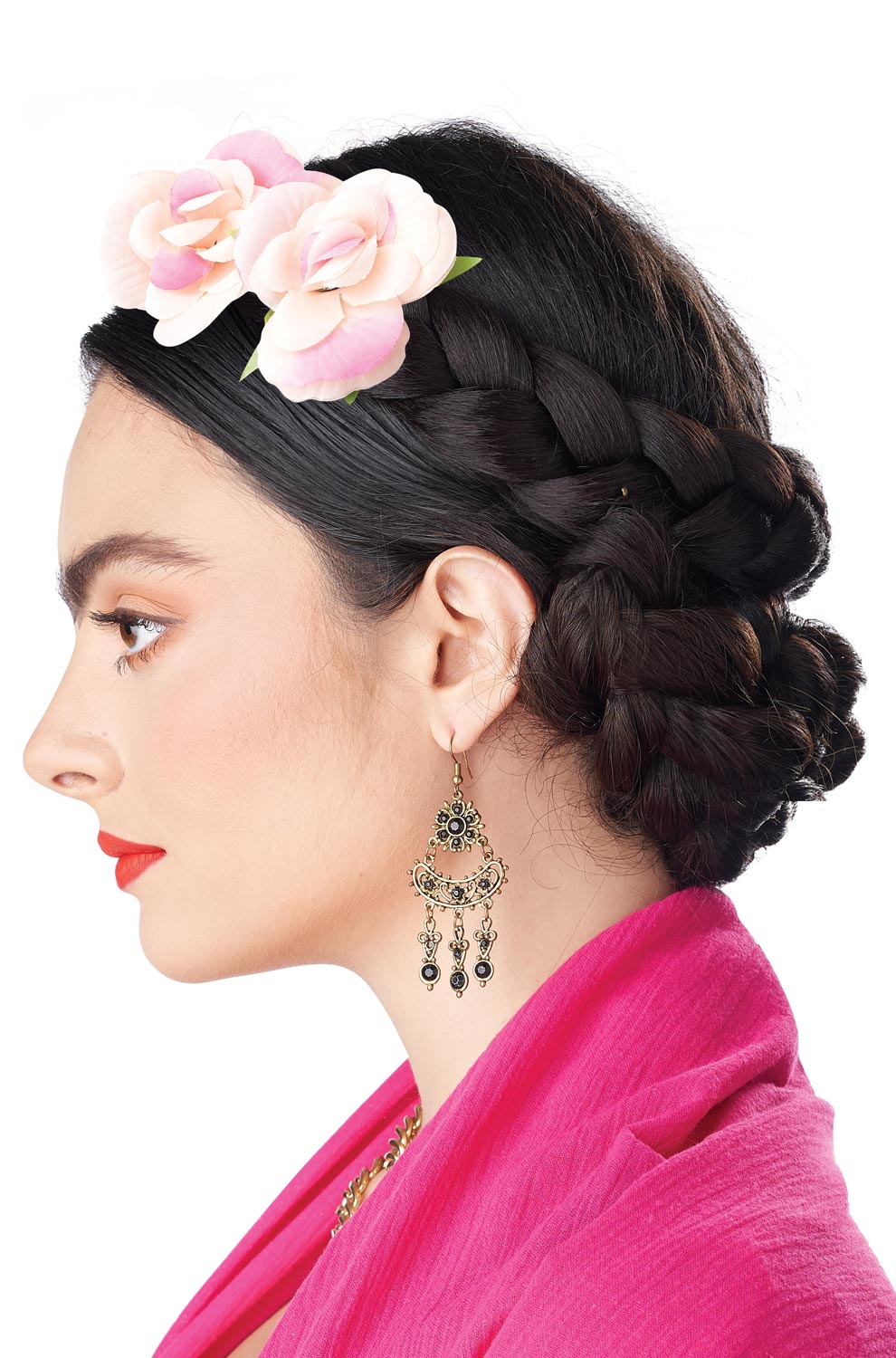 Frida Braid with Clip-In Flowers – Pure Costumes