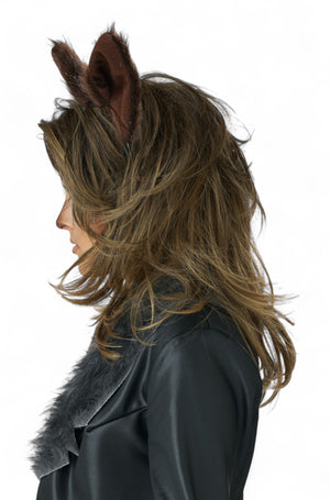 Lady Werewolf Adult Wig & Ears Set (Brown)