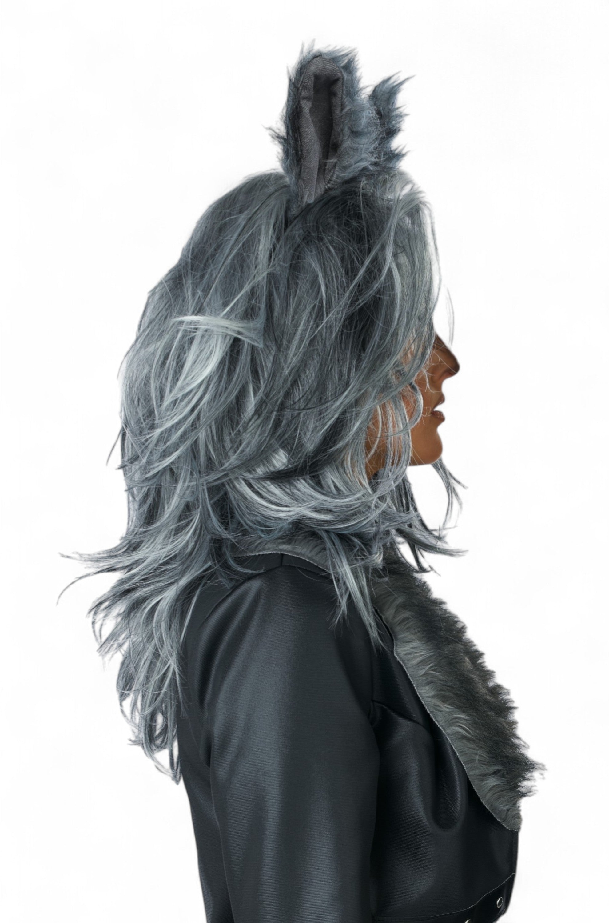 Lady Werewolf Adult Wig & Ears Set (Grey)