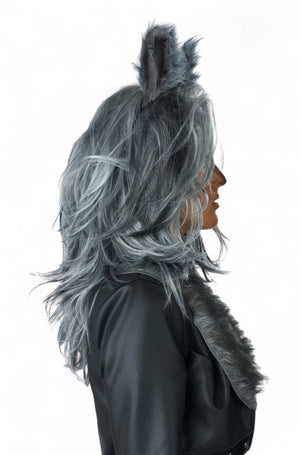 Lady Werewolf Adult Wig & Ears Set (Grey)