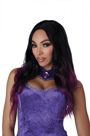 Enchanting Long Waves Adult Wig (Black/Purple)