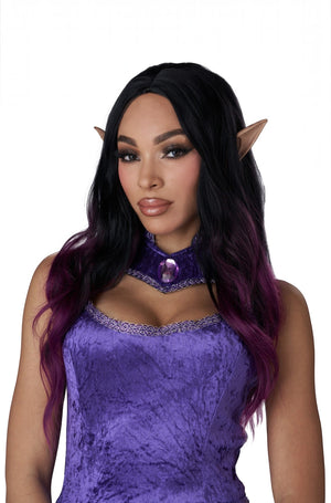 Enchanting Long Waves Adult Wig (Black/Purple)