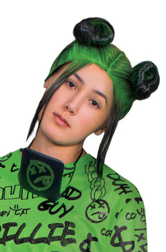 Billie Eilish Double Bun Adult Wig (Green) Standard