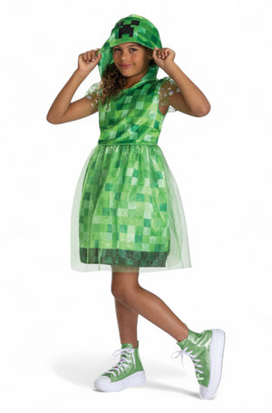 Minecraft Creeper Hooded Dress Child Costume