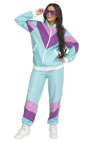Cool Blue 80's Track Suit Adult Costume