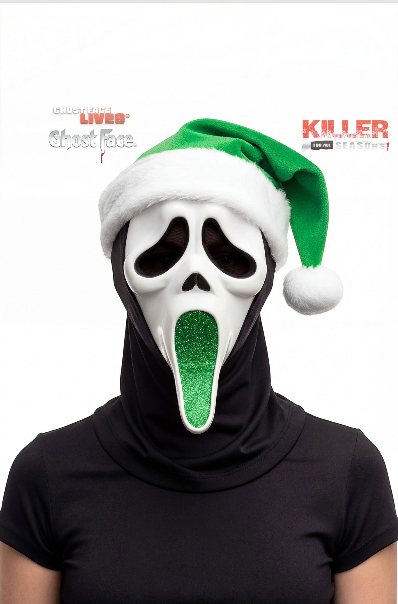 Ghost Face Glitter Santa Adult Mask (Green)