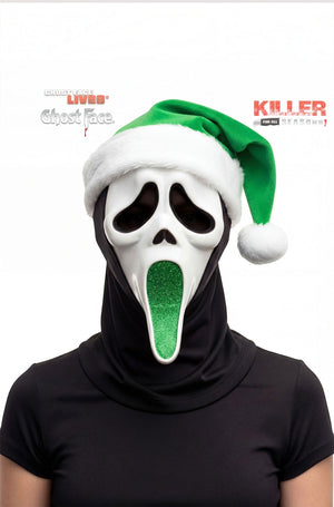 Ghost Face Glitter Santa Adult Mask (Green)