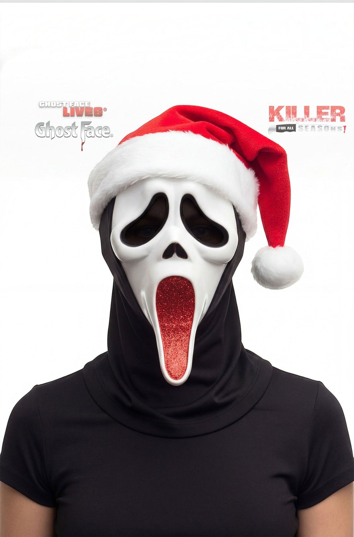 Ghost Face Glitter Santa Adult Mask (Red)