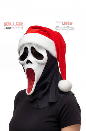 Ghost Face Glitter Santa Adult Mask (Red)