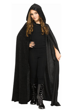 Hooded Velour Child Cape (Black)