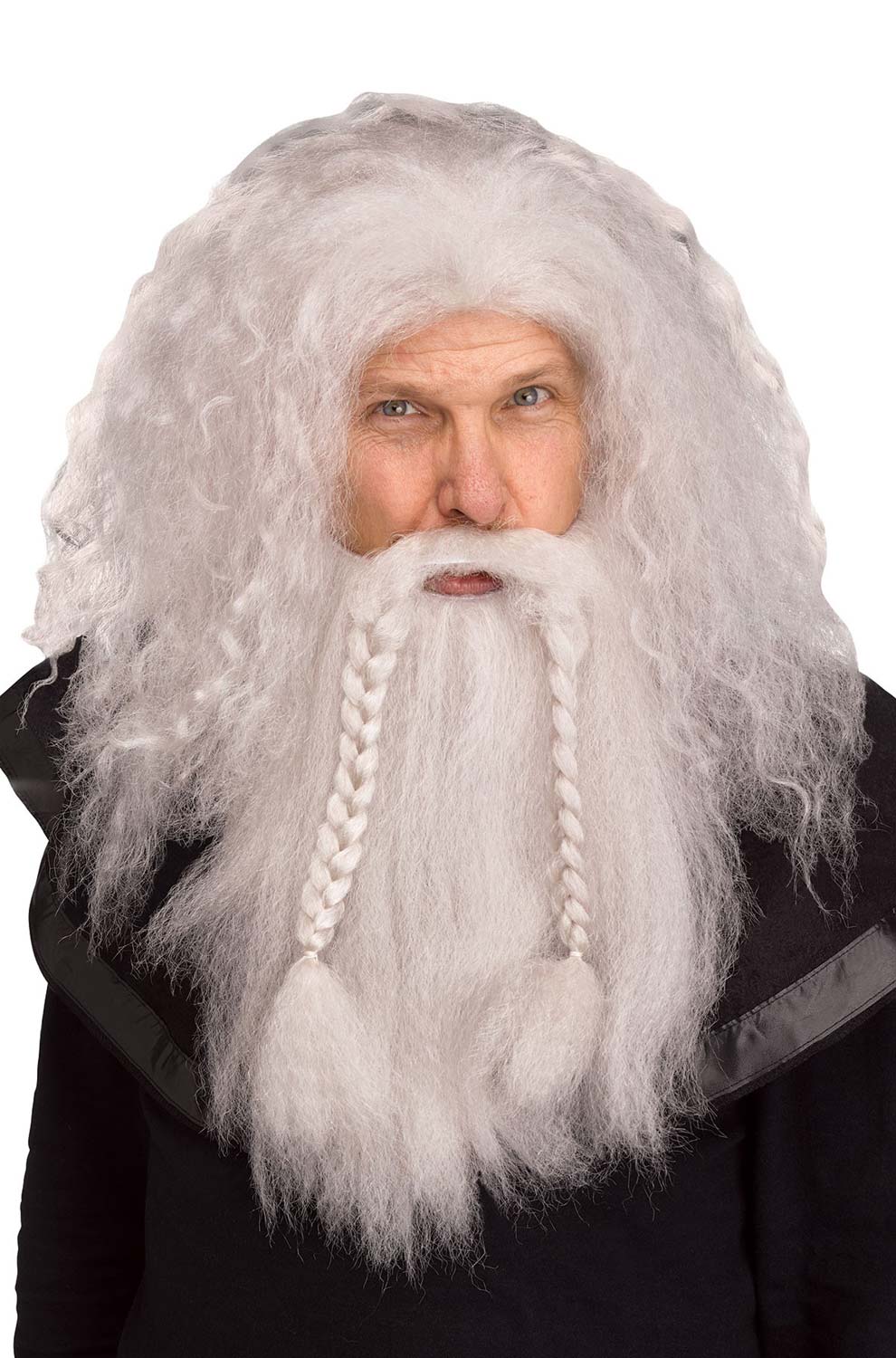 Viking Warrior Wig & Beard (Grey)