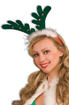 Green/Red Antlers with Bells Headband