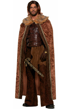 Men's Faux Fur Trimmed Cape (Brown)