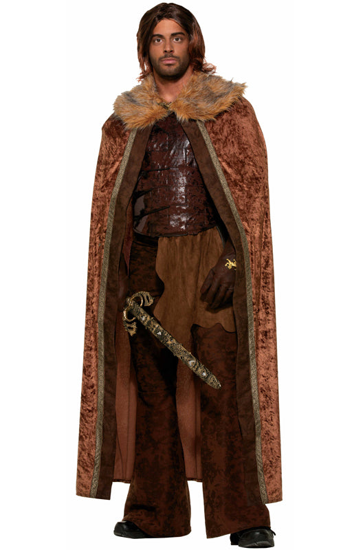 Men's Faux Fur Trimmed Cape (Brown)