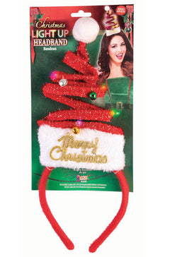 Light Up Christmas Tree Headband (Red)