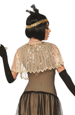 20's Sequin Shawl (Beige)