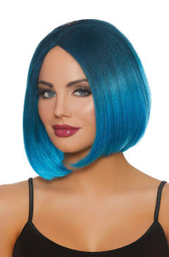 Mid-Length Ombre Bob Wig (Steel Blue/Bright Blue)