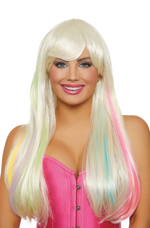 Long Straight Hidden Rainbow Wig (Platinum)