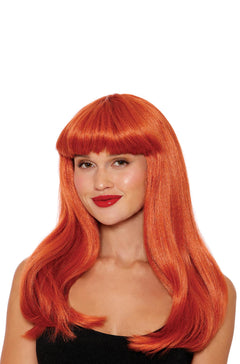 Long Auburn with Bangs Adult Wig