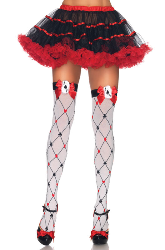 Card Suit Thigh High Stockings