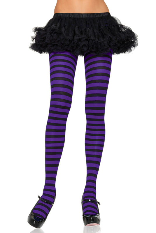 Plus Size Striped Nylon Tights