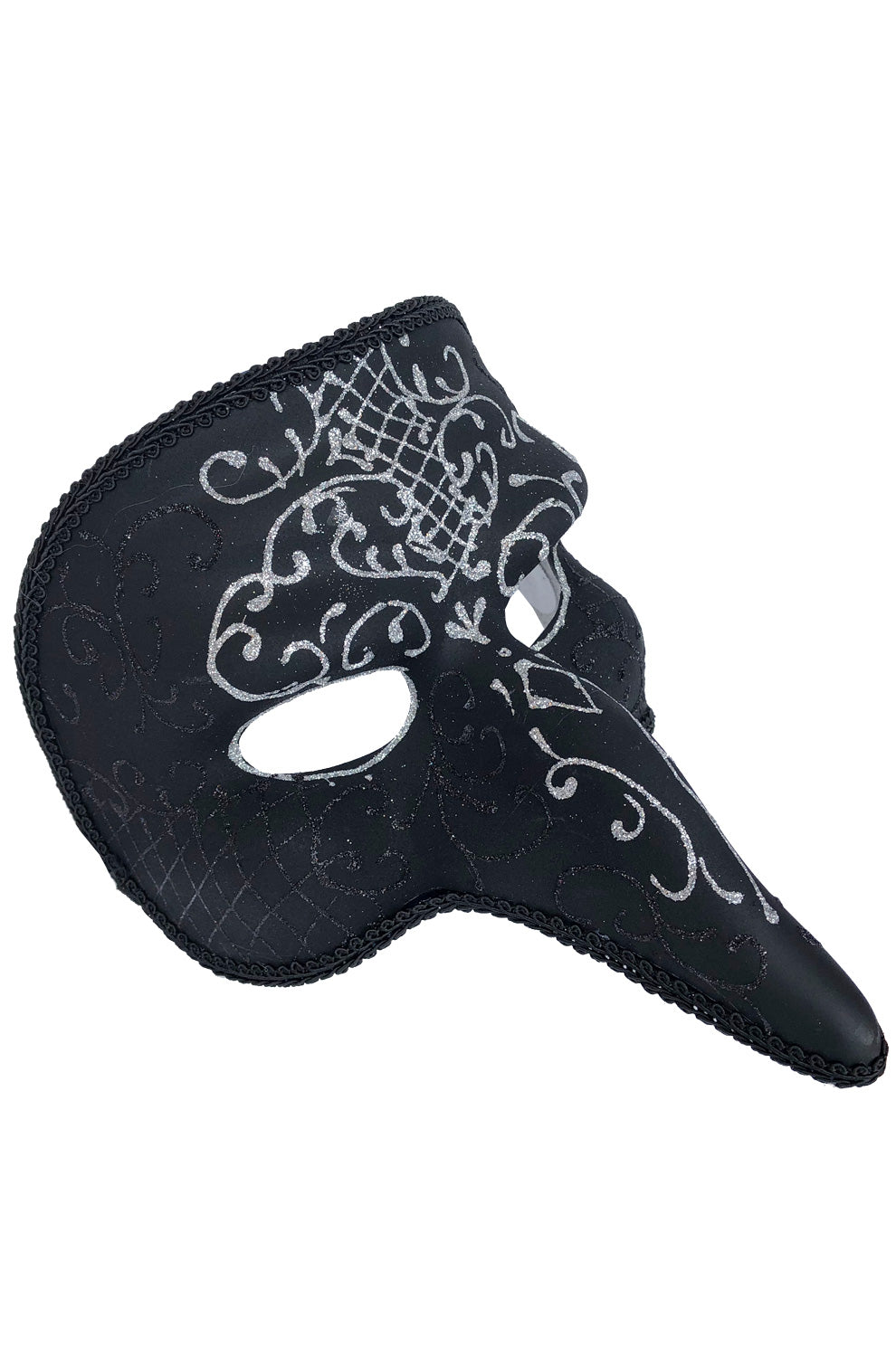 Venetian Filigree Zanni Mask (Black/White)