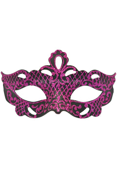 Glittery Gaze Venetian Mask (Black/Hot Pink)