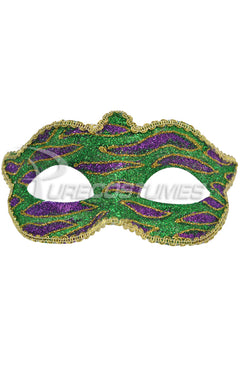 Mardi Gras Animal Print Child Mask (Green)
