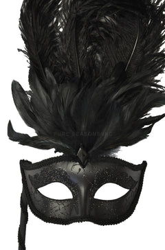 Colombina Vanity Fair Venetian Mask (Black/Black)