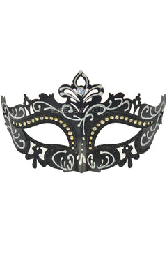 Royal Crystals Venetian Mask (Black/White)