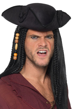 Tricorn Pirate Captain Hat (Black)
