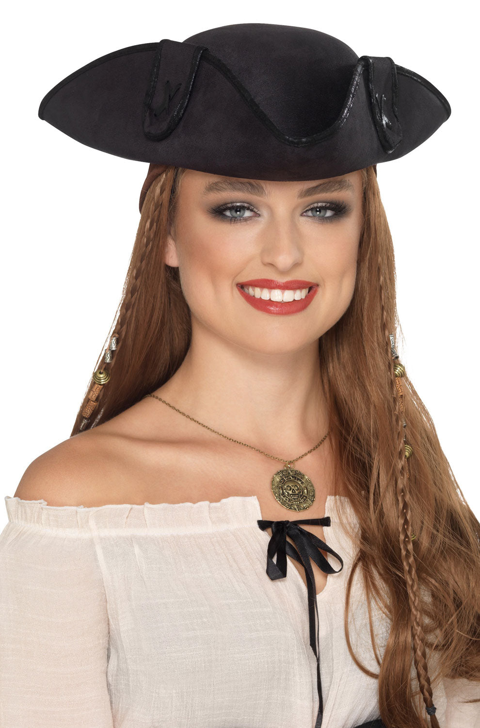 Tricorn Pirate Captain Hat (Black)