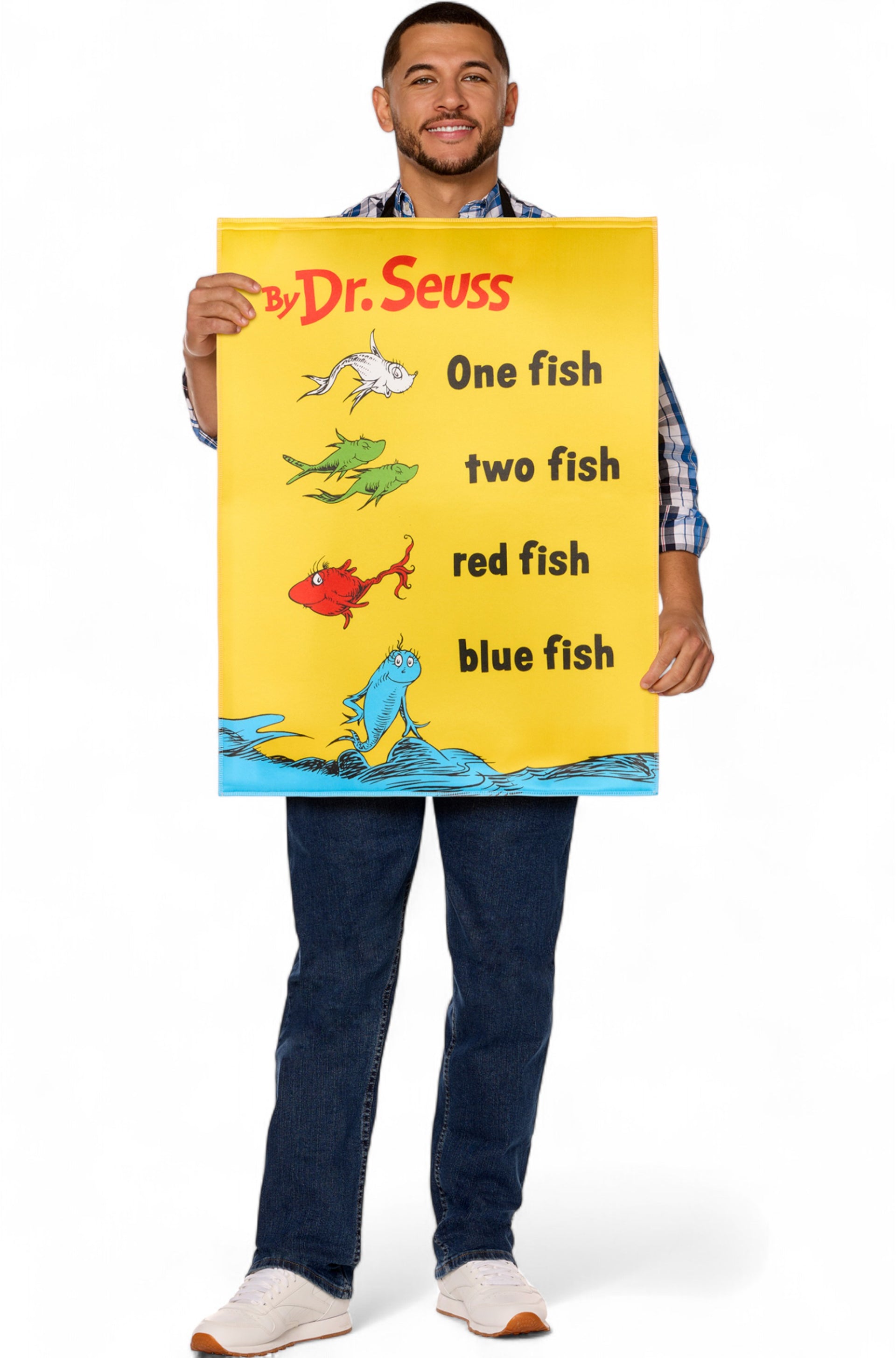 red fish blue fish dress up Adults QUIK CHANGE Dr. Seuss One fish, two fish, red fish, blue fish Book  Cover Costume -One Size