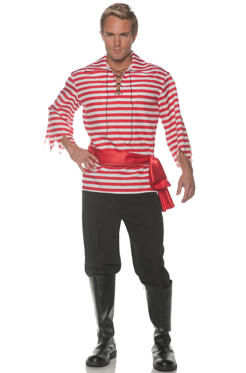Striped Pirate Adult Costume (Red)