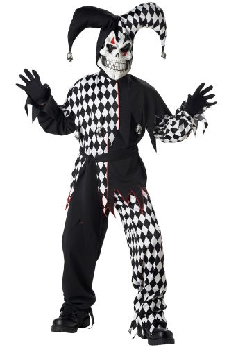 Evil Jester Child Costume (Black/White)
