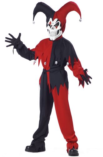 Wicked Evil Jester Child Costume (Red/Black)