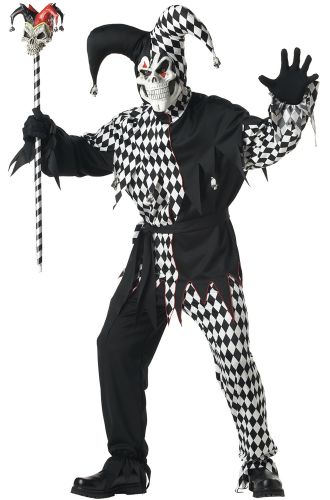Evil Jester Adult Costume (Black/White)