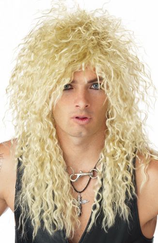 1980s Blonde Mullet Wig Unisex Hard Rocker 80s Fancy Dress Wig 