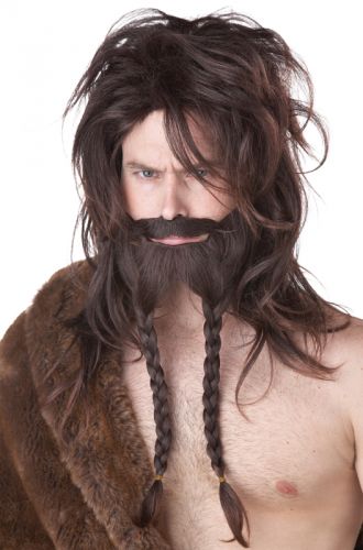 Viking Costume Wig and Beard (Brown)