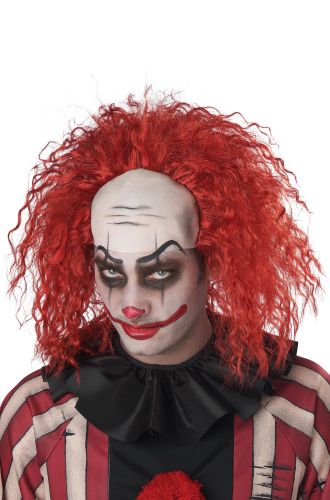 Clown Pattern Baldness Bald Cap Adult Wig (Red)