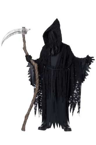 Adult Soul Taker Costume Mens Grim Reaper Fancy Dress Zombie Graveyard Outfit 