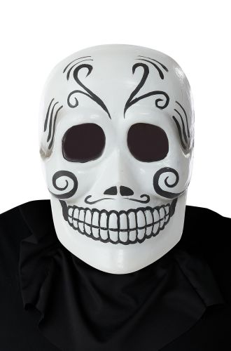 White and Black Cracked Skull Adult Face Mask 