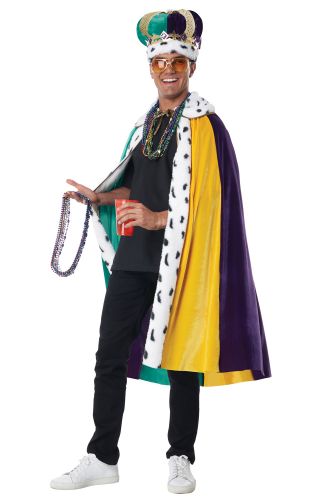 Mardi Gras Cape & Crown Set Adult Costume Kit